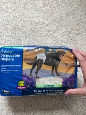 Top Paw Lavender Scented Disposable Dog Diapers - White & Blue Packaging